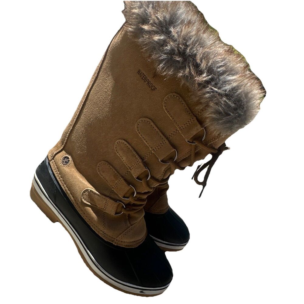 Northside Womens Size 7 Tall Winter Snow Boots Faux Fur Water Resistant Brown